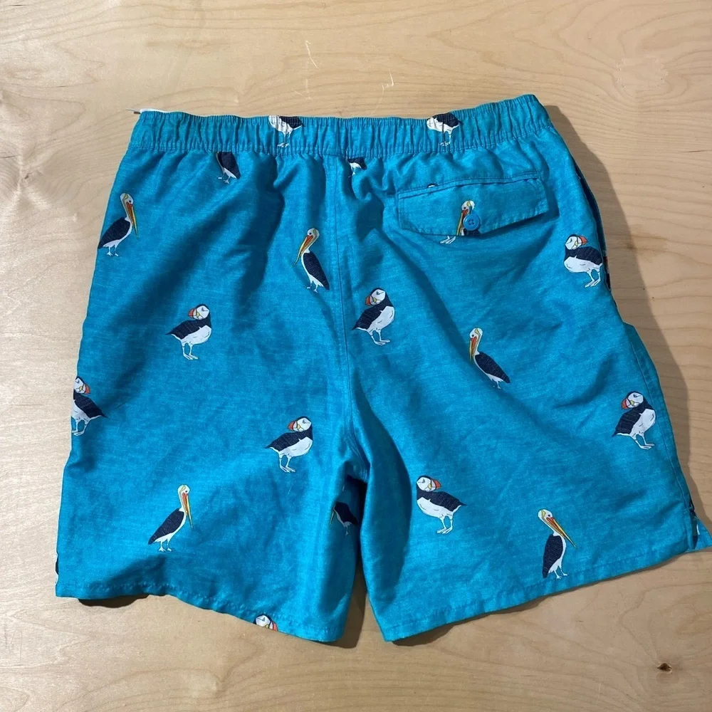 Old Navy Teal Puffin Print Swim Trunks XL (EX)